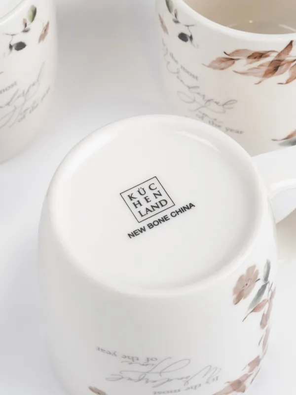 Кружка, 360 мл, 4 шт, фарфор N, Осенние цветы, Refined floral, image-3