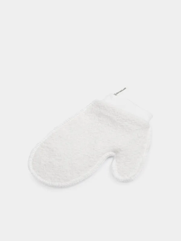 Мочалка-варежка для мытья тела, 21х17 см, отшелушивающая, полиэстер/нейлон, белая, Unique spa, image-1