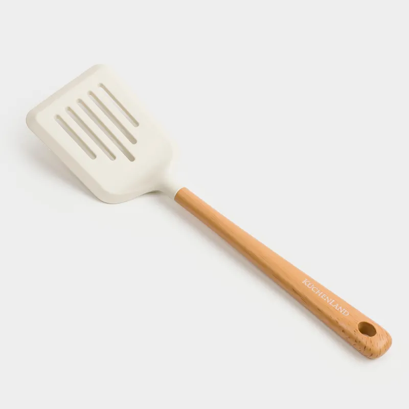 Лопатка, 31 см, с прорезями, силикон/пластик, бежевая, Letia, image-2