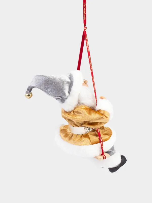 Изделие декоративное, 23 см, подвесное, пластик/полиэстер, Санта на качелях, Magic time, image-1