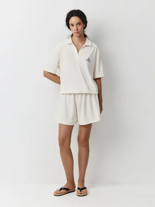 Рубашка женская, домашняя, р. S, с воротником-поло, хлопок/полиэстер К, молочная, Pegina, image-1