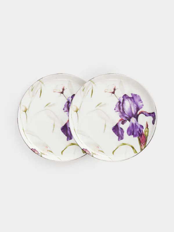 Тарелка десертная, 20 см, 2 шт, фарфор F, с серебристым кантом, Ирис, Antarctica Flowers, image-0