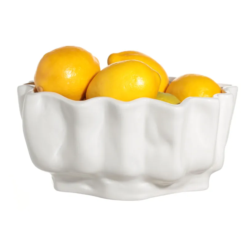 Ваза для фруктов, 26x20 см, керамика, молочная, Изгибы, Crumple, image-2