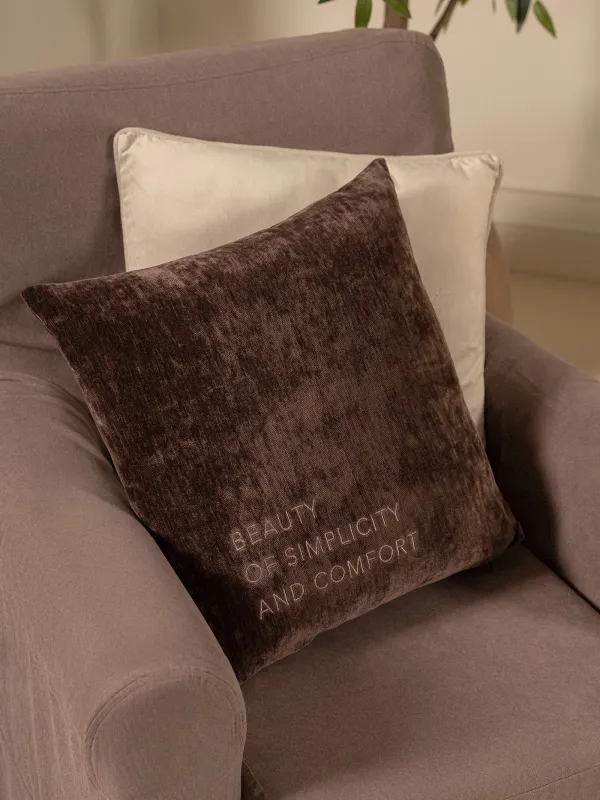 Подушка декоративная, 45х45 см, шенилл/вельвет, коричневая, Chenill, image-3