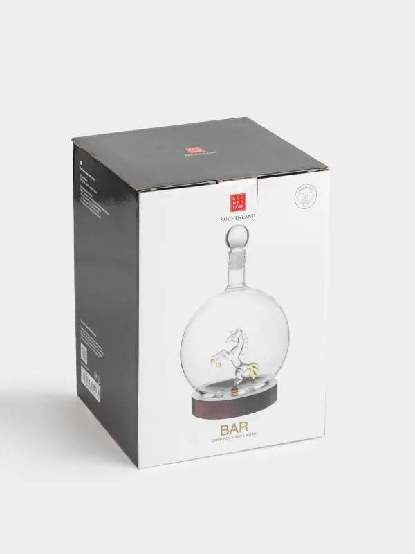 Графин, 850 мл, на подставке, стекло/дерево, Конь, Bar, image-5