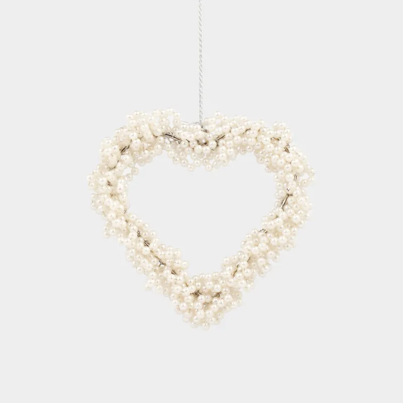 Игрушка елочная, 8 см, бисер/металл, перламутр, Сердце, Beads figure