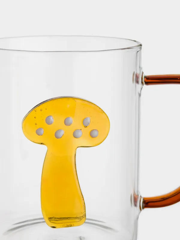 Кружка, 420 мл, стекло Б, коричневая ручка, Гриб, Shape, image-1