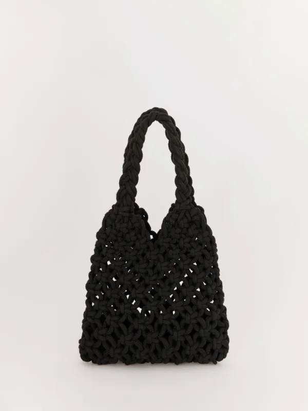 Сумка пляжная, 33х21 см, плетеная, хлопок, черная, Stintino, image-0