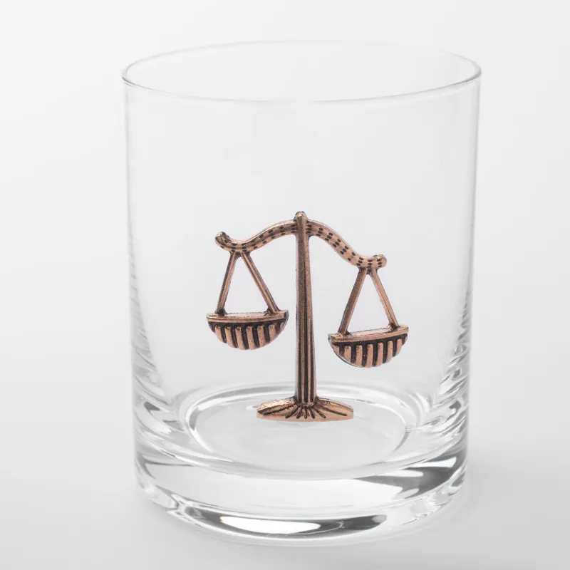 Стакан для виски, 10 см, 340 мл, стекло/металл, золотистый, Весы, Zodiac, image-0