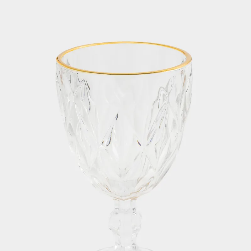 Бокал-кубок для вина, 300 мл, стекло Р, с золотистым кантом, Rhomb gold, image-2