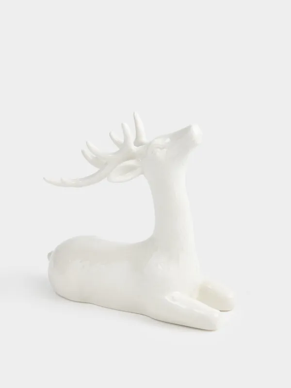 Статуэтка, 17 см, керамика, белая, Олень, Forest deers, image-3