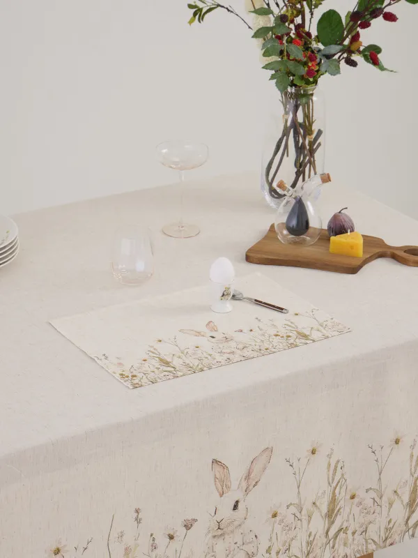 Салфетка под приборы, 30х45 см, Bunny in flowers, image-1