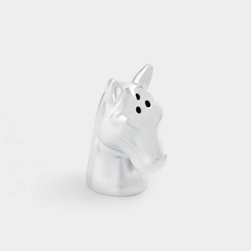 Емкость для соли или перца, 9 см, фарфор P, серебристая, Конь, Horse silver