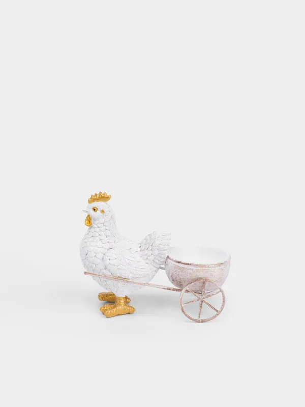 Подставка для яйца, 12х10 см, полирезин/металл, бело-золотистая, Курочка, Easter pullet, image-0