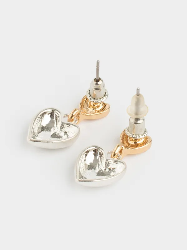 Серьги-пусеты, 2 см, 2 шт, металл, серебристо-золотистые, Jewelry heart, image-2