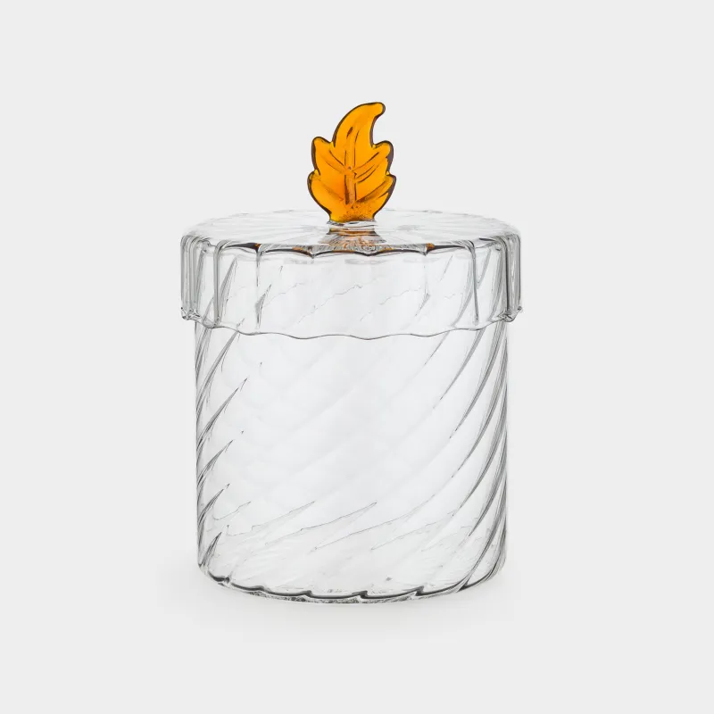 Емкость для хранения, 10х10 см, 560 мл, стекло Б, Янтарный лист, Naiad