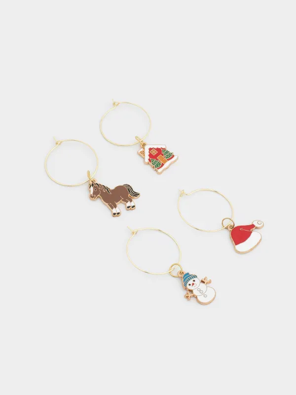 Подвеска для бокала, 4 шт, металл/стразы, Новогодние атрибуты, Christmas time, image-1