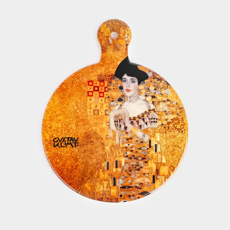 Подставка под горячее, 23x18 см, с ручкой, керамика/пробка, Золотая Адель, Климт, Art Adele