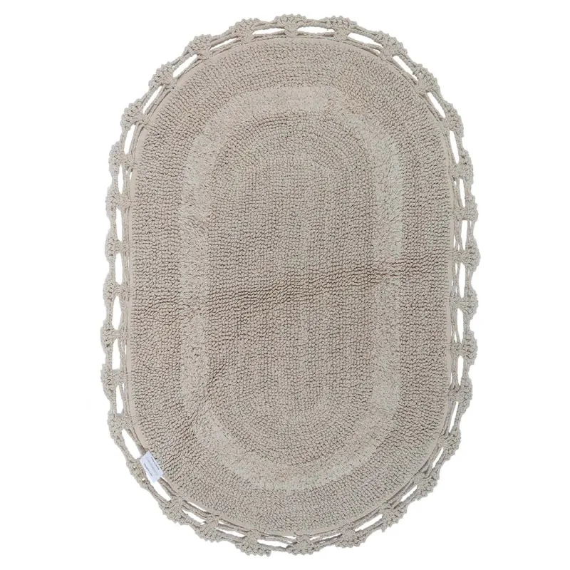 Коврик, 60x100 см, овальный, хлопок, бежевый, Кружево, Knit, image-1