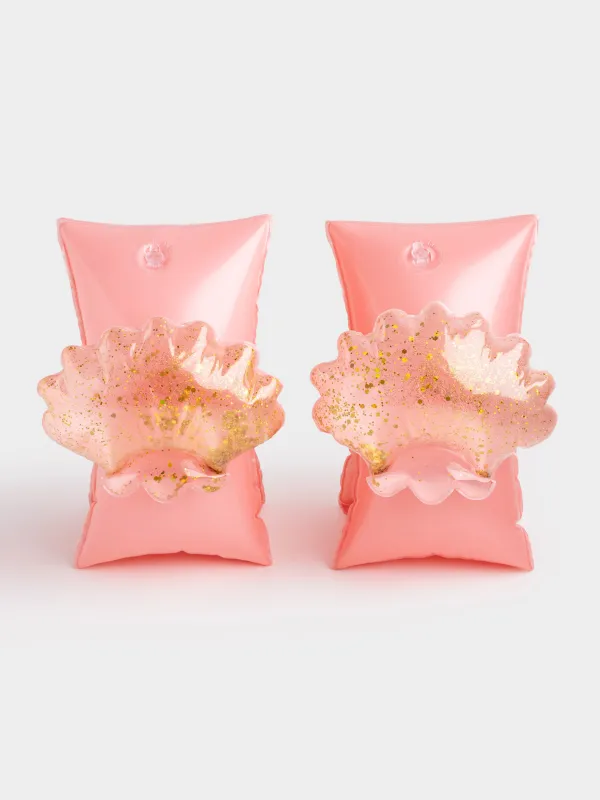 Нарукавники детские, 23х16 см, надувные, ПВХ, оранжевые, Ракушка, Aquatic game, image-0