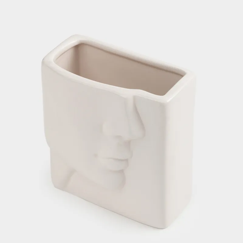 Подставка для косметических кистей, 13 см, керамика, молочная, Фрагмент лица, Face, image-2