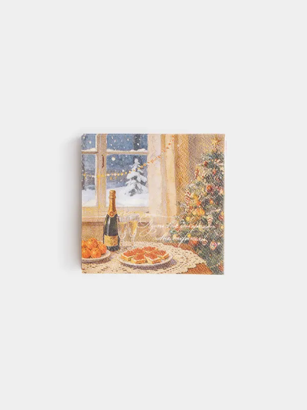 Салфетки бумажные, 21х21 см, 20 шт, Новогодняя ночь, Feast christmas, image-0