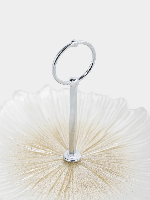 Подставка для пирожных, 21х28/26 см, 2 яруса, стекло Р/металл, молочная/шампань, Verge, image-3