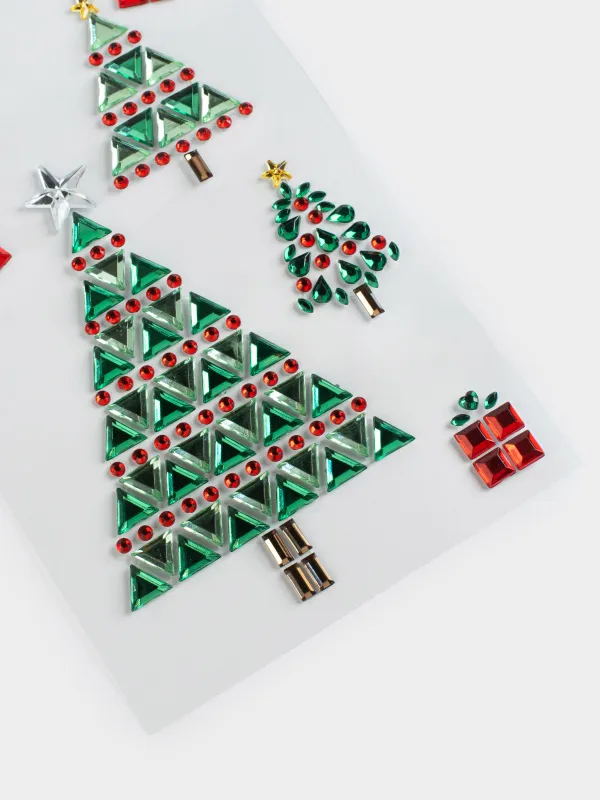 Набор наклеек, 9х17 см, одноразовые, ПВХ, Елки, Christmas decal, image-2