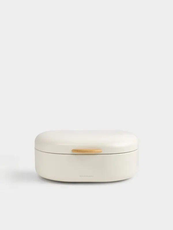 Хлебница, 34x24х14 см, металл/бамбук, овальная, молочная, Milk kitchen, image-0