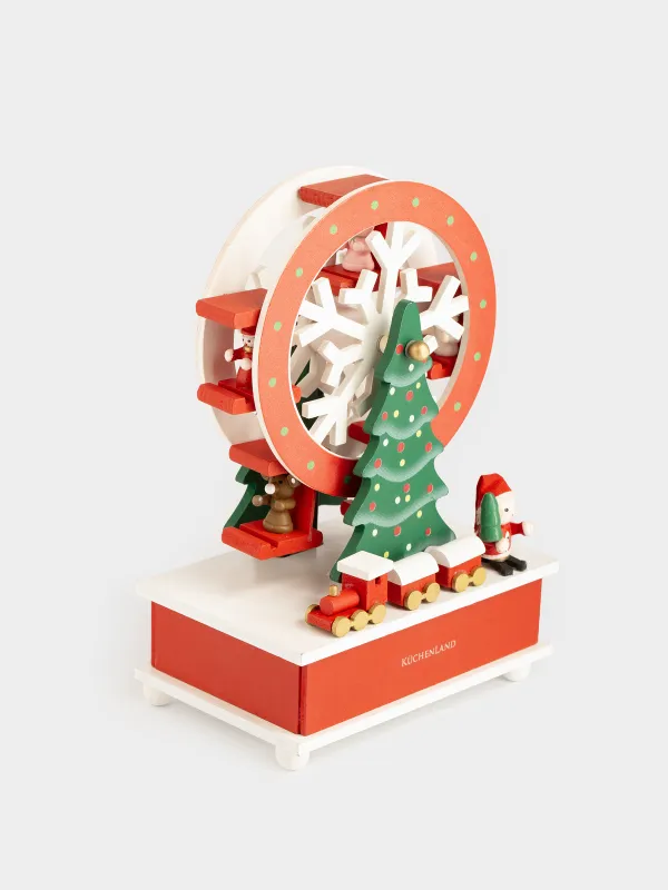 Статуэтка музыкальная, 20 см, заводная, Карусель-елка, Christmas style, image-2
