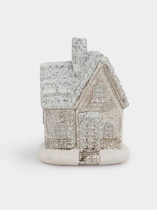 Статуэтка с подсветкой, 14х18 см, стекло, шампань, Домик, Snow sparks, image-0