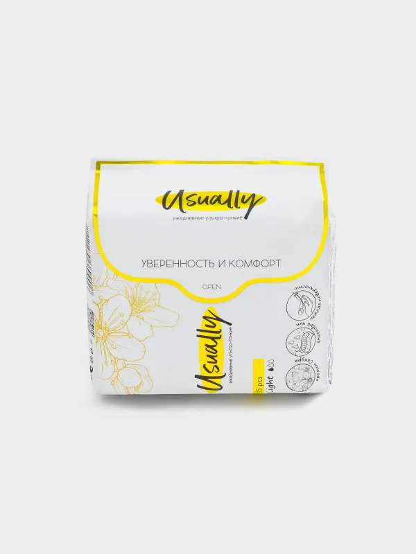 Прокладки гигиенические, 15 см, 15 шт, ежедневные, ароматизированные, Light, Usually, image-1