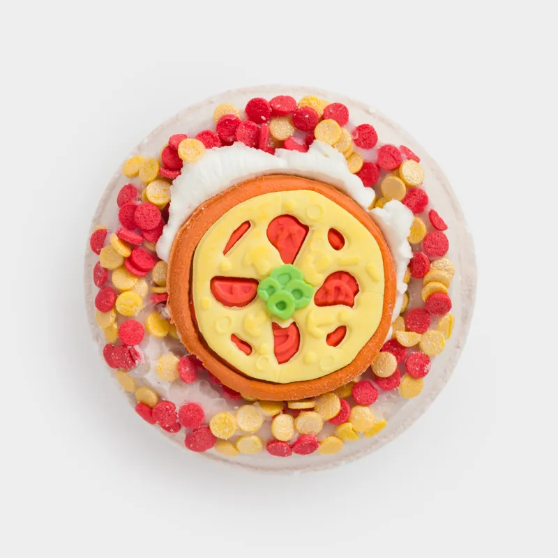 Бомбочка для ванны, 130 гр, с игрушкой, молочная, Крем-брюле, Пицца, Food spa