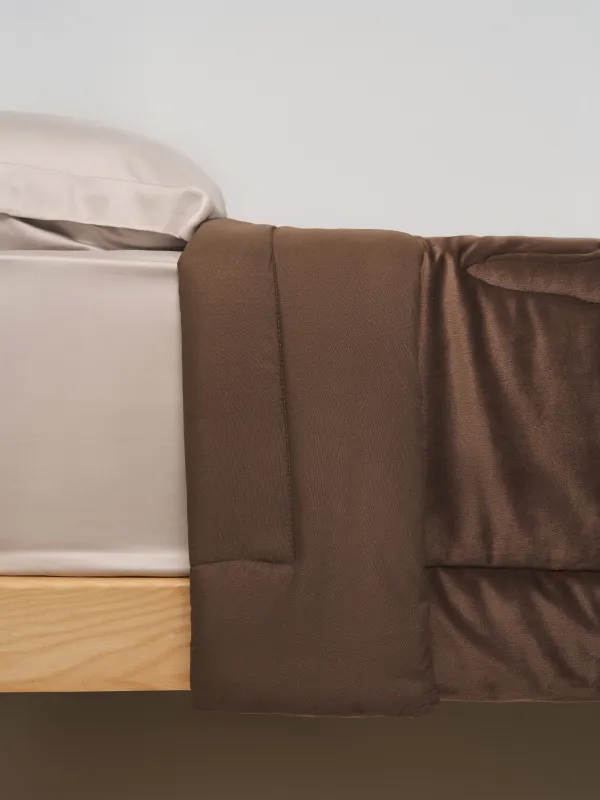 Покрывало, 220х240 см, стеганое, вельвет/микрофибра, коричневое, Пальмовые листья, Stitch velvet, image-2