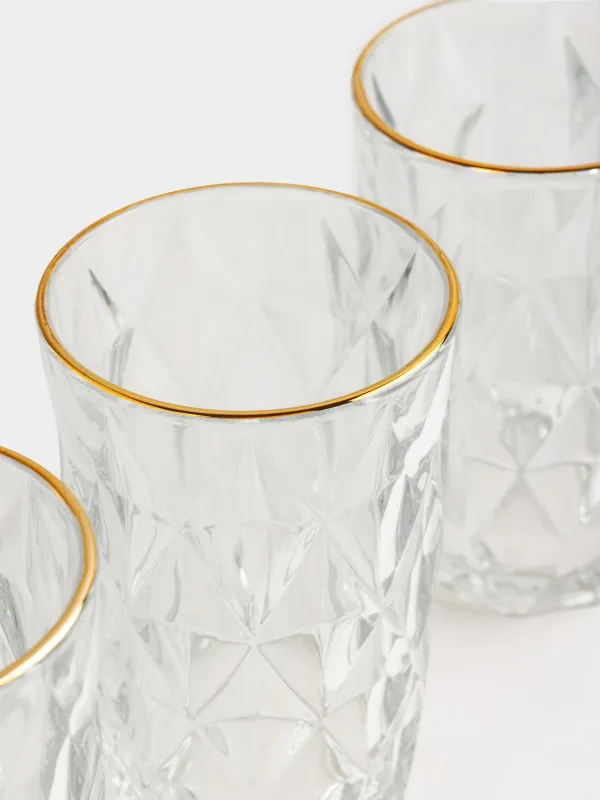 Стакан, 340 мл, 6 шт, с золотистым кантом, Rhomb gold, image-3
