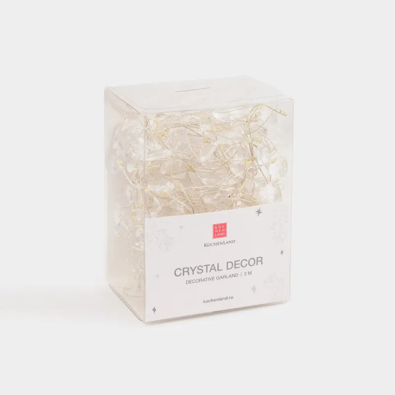Гирлянда декоративная, 2 м, с подсветкой, 150 ламп, акрил/пластик, белая, Кристаллы, Crystal decor, image-1
