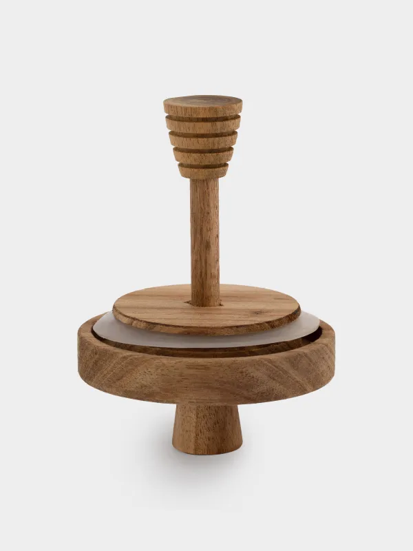 Банка для меда, 400 мл, с ложкой, стекло Б/дерево, Noble tree, image-4