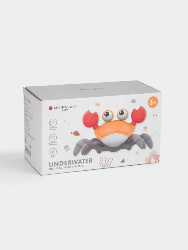 Игрушка, 23 см, музыкальная, с датчиком препятствий, пластик, цветная, Бегающий краб, Underwater, image-5