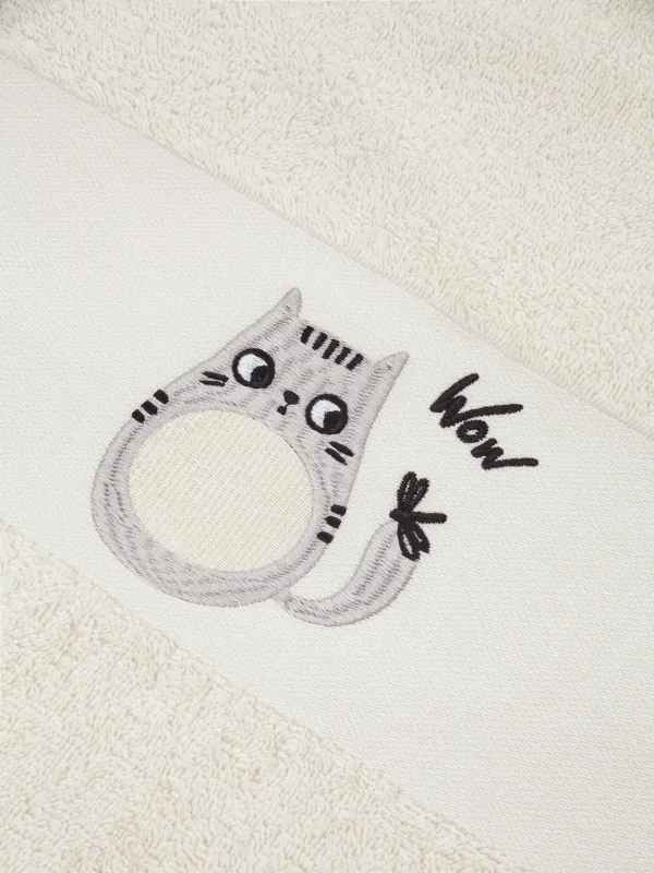 Полотенце детское, 70х120 см, хлопок, бежевое, Кот, Cat, image-5
