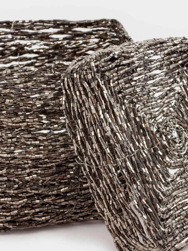 Шкатулка, 10х10 см, бисер, темно-серая, Shiny beads, image-4