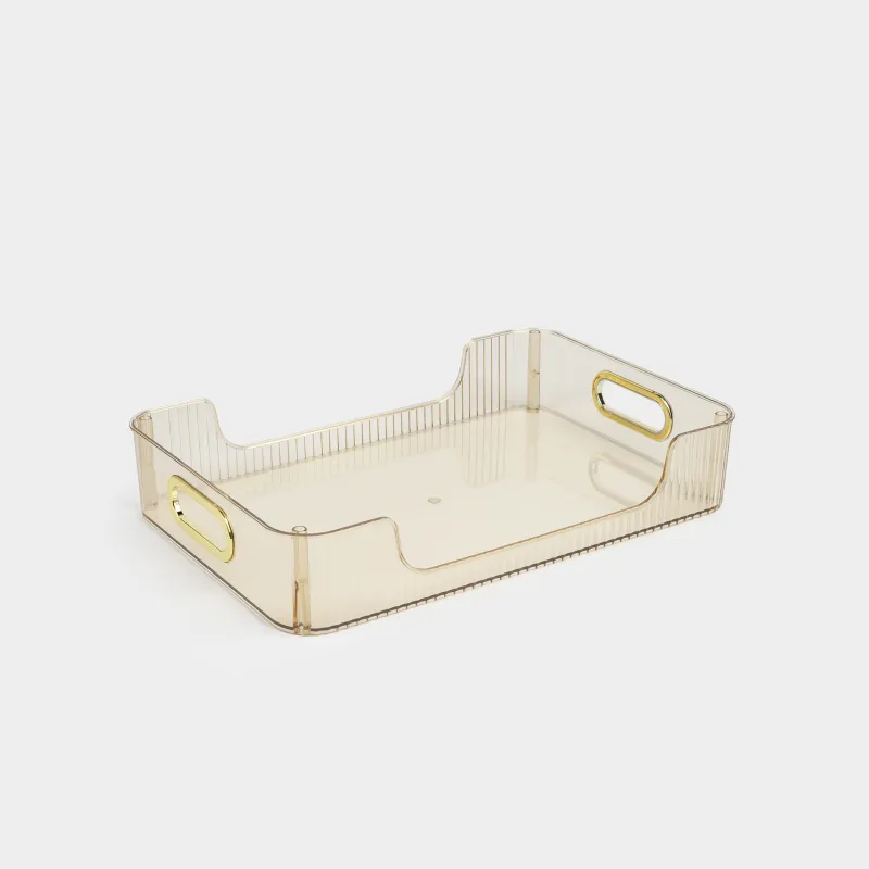 Ящик-органайзер, 32х22х9 см, хозяйственный, с ручками, пластик, янтарный, Ribby color