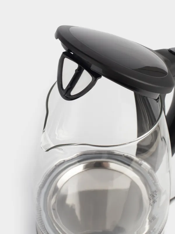 Чайник электрический, 1,7 л, 1850-2200 Вт, стекло Б/пластик, с подсветкой, черный, Progress plus, image-4