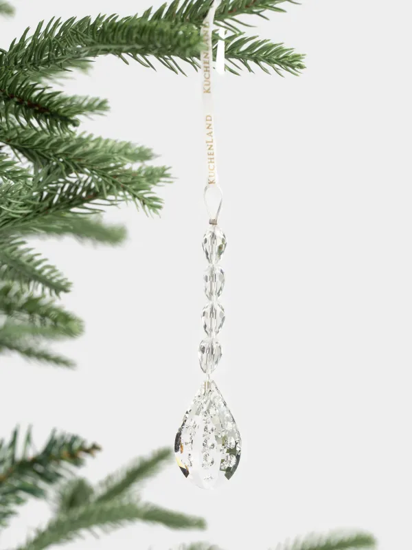 Игрушка елочная, 13 см, стекло, Льдинка на бусах, Ice crystal, image-2