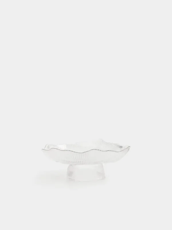 Блюдо на ножке, 23х9 см, с серебристым кантом, Argos silver, image-0