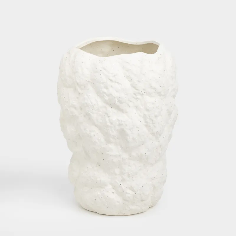 Ваза для цветов, 25 см, керамика, белая, в крапинку, Камень, Invictus