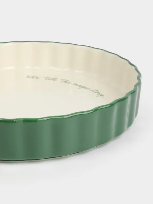 Форма для запекания, 28 см, керамика, круглая, зеленая, Christmas green, image-3