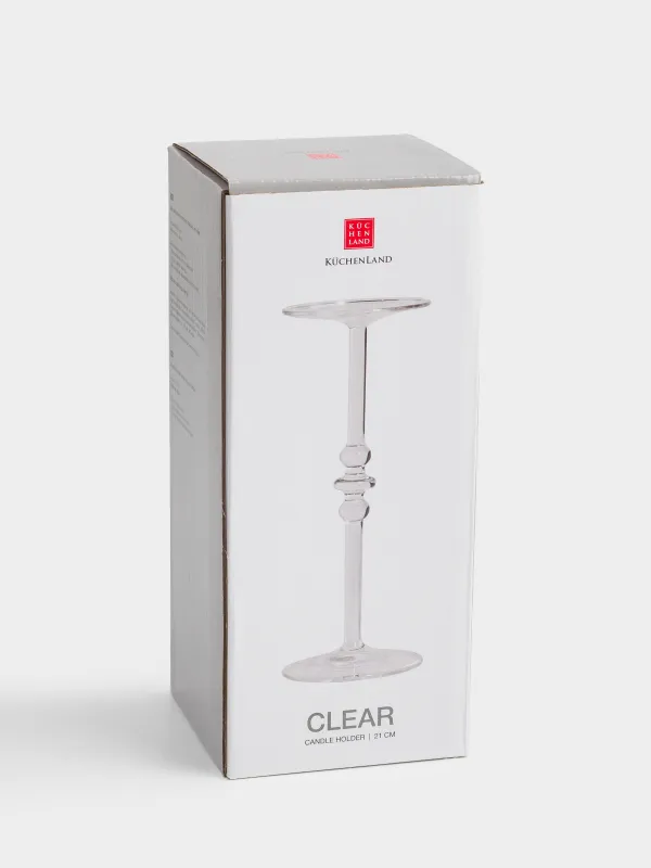 Подсвечник, 21 см, для одной свечи, на ножке, стекло, Clear, image-4