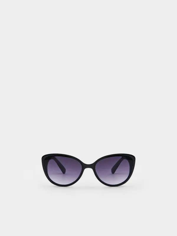 Очки солнцезащитные, пластик, черные, Кошачий глаз, Nifty, image-0