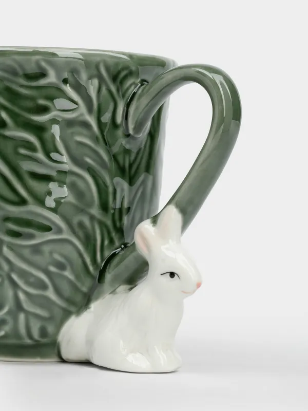 Кружка, 480 мл, фарфор P, зеленая, Кролик с капустой, Cabbage, image-3