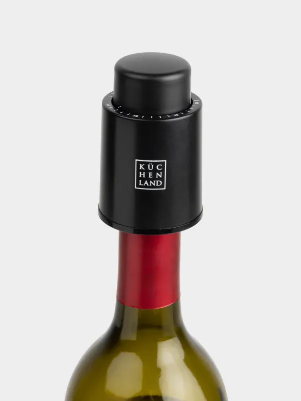 Пробка для винной бутылки, 7 см, вакуумная, с диском установки даты, пластик, черная, Bar, image-2